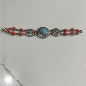 Silver turquoise stone bracelet
